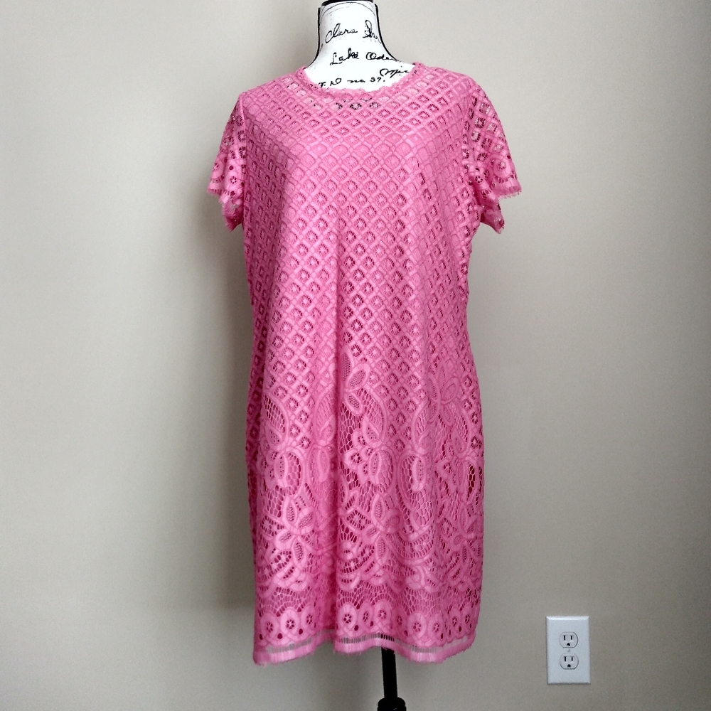 IsaacMizrahiLive! pink short sleeve dress size L